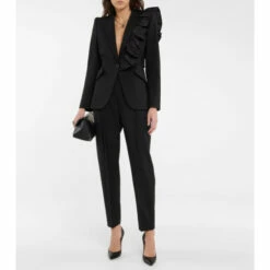 Alexander McQueen Ruffle-trimmed Wool Blazer