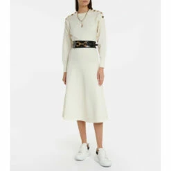Alexander McQueen Buttoned Wool-blend Midi Dress