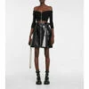 Alexander McQueen Belted High-rise Leather Miniskirt