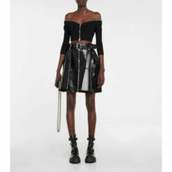 Alexander McQueen Belted High-rise Leather Miniskirt