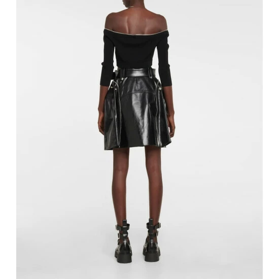Alexander McQueen Belted High-rise Leather Miniskirt 2 Alexander McQueen Belted High-rise Leather Miniskirt - Image 2
