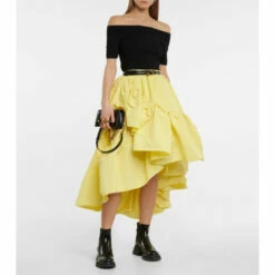 Alexander McQueen High-rise Polyfaille Midi Skirt