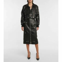 Alexander McQueen Zipped Leather Midi Skirt