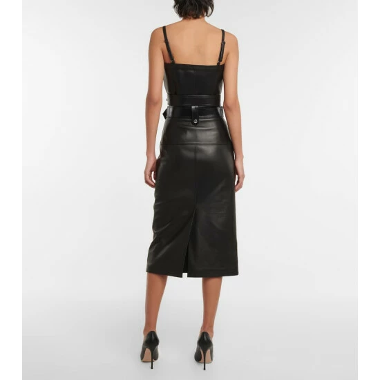 Alexander McQueen Zipped Leather Midi Skirt 2 Alexander McQueen Zipped Leather Midi Skirt - Image 2