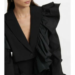 Alexander McQueen Ruffle-trimmed Wool Cropped Blazer -Alexander McQueen Sales Store unnamed file 1860