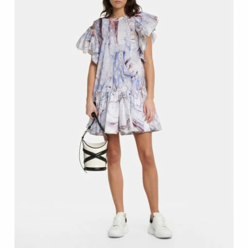 Alexander McQueen Printed Cotton Minidress -Alexander McQueen Sales Store unnamed file 1873
