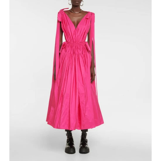 Alexander McQueen Pleated Polyfaille Midi Dress 1 Alexander McQueen Pleated Polyfaille Midi Dress