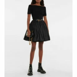 Alexander McQueen Pleated Taffeta Miniskirt