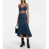 Alexander McQueen Flared Denim Midi Skirt