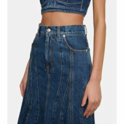 Alexander McQueen Flared Denim Midi Skirt 6 Alexander McQueen Flared Denim Midi Skirt -Alexander McQueen Sales Store unnamed file 1933