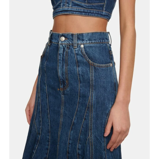 Alexander McQueen Flared Denim Midi Skirt 3 Alexander McQueen Flared Denim Midi Skirt - Image 3