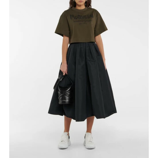 Alexander McQueen Logo Cotton Cropped T-shirt 1 Alexander McQueen Logo Cotton Cropped T-shirt