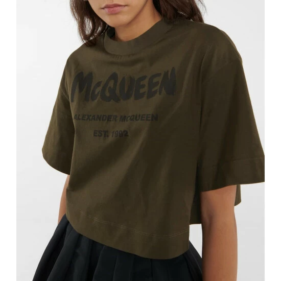 Alexander McQueen Logo Cotton Cropped T-shirt 3 Alexander McQueen Logo Cotton Cropped T-shirt - Image 3