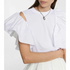 Alexander McQueen Ruffled Cotton Jersey Top -Alexander McQueen Sales Store unnamed file 1970