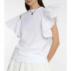 Alexander McQueen Ruffled Cotton Jersey Top -Alexander McQueen Sales Store unnamed file 1972