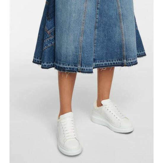 Alexander McQueen Oversized Shearling-trimmed Leather Sneakers 3 Alexander McQueen Oversized Shearling-trimmed Leather Sneakers - Image 3