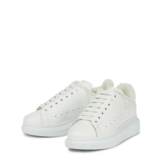 Alexander McQueen Oversized Shearling-trimmed Leather Sneakers 4 Alexander McQueen Oversized Shearling-trimmed Leather Sneakers - Image 4