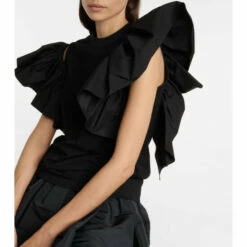 Alexander McQueen Ruffled Cotton Jersey Top -Alexander McQueen Sales Store unnamed file 2025