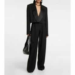 Alexander McQueen Cropped Wool Tuxedo Blazer