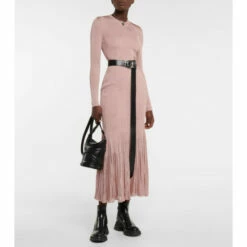 Alexander McQueen Pleated Stretch-knit Midi Dress