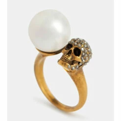 Alexander McQueen Faux Pearl And Crystal-embellished Ring -Alexander McQueen Sales Store unnamed file 2183