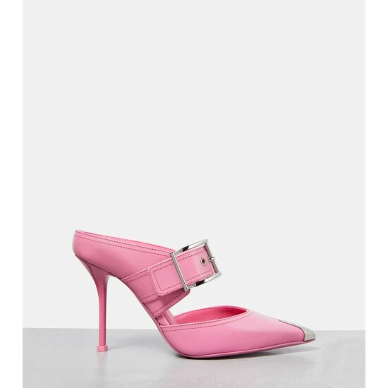 Alexander McQueen Punk Buckled Leather Mules 5 Alexander McQueen Punk Buckled Leather Mules - Image 5