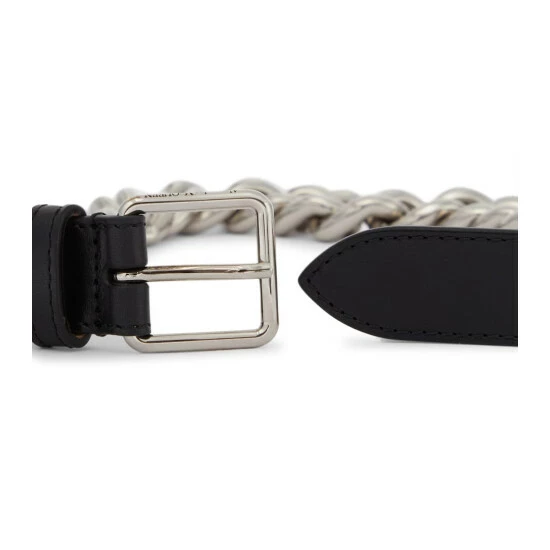 Alexander McQueen Chain-trimmed Leather Belt 2 Alexander McQueen Chain-trimmed Leather Belt - Image 2