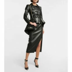 Alexander McQueen Peplum Leather Biker Jacket