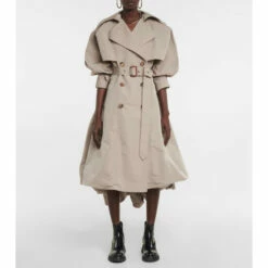 Alexander McQueen Pleated Faille Trench Coat