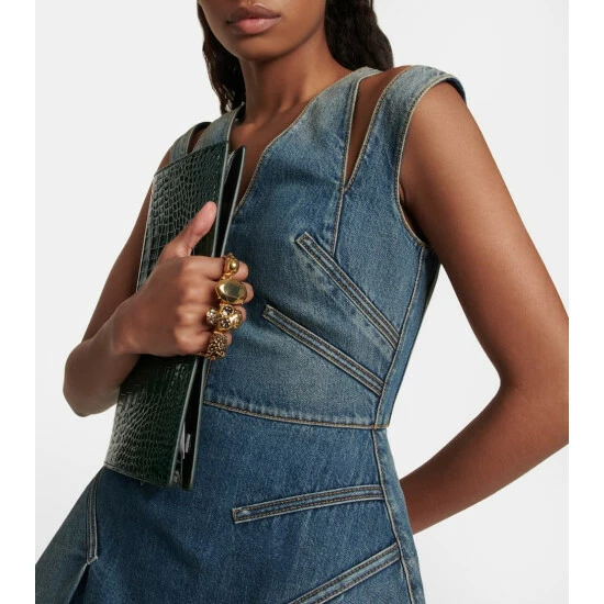 Alexander McQueen Four Rings Jeweled Leather Clutch 1 Alexander McQueen Four Rings Jeweled Leather Clutch