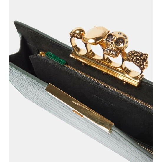 Alexander McQueen Four Rings Jeweled Leather Clutch 2 Alexander McQueen Four Rings Jeweled Leather Clutch - Image 2