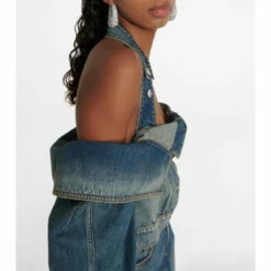 Alexander McQueen Off-shoulder Denim Jacket -Alexander McQueen Sales Store unnamed file 3