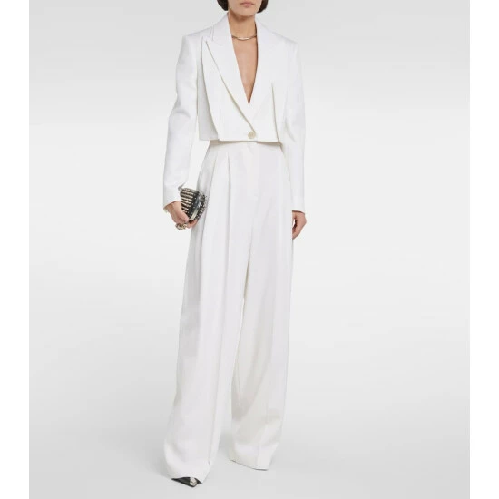 Alexander McQueen Cropped Wool Blazer 1 Alexander McQueen Cropped Wool Blazer