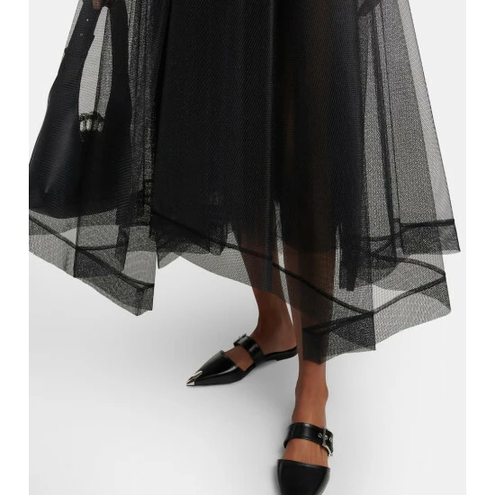 Alexander McQueen Asymmetrical Tiered Tulle Midi Skirt 4 Alexander McQueen Asymmetrical Tiered Tulle Midi Skirt - Image 4