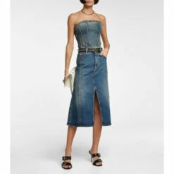 Alexander McQueen High-rise Denim Midi Skirt