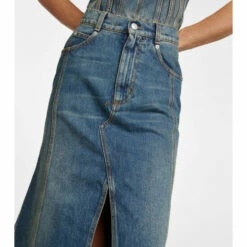 Alexander McQueen High-rise Denim Midi Skirt -Alexander McQueen Sales Store unnamed file 421