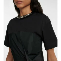 Alexander McQueen Hybrid Drape Asymmetric Cotton And Faille T-shirt -Alexander McQueen Sales Store unnamed file 445