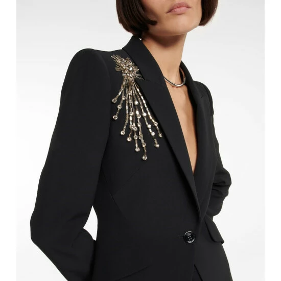 Alexander McQueen Embellished Crêpe Blazer 3 Alexander McQueen Embellished Crêpe Blazer - Image 3