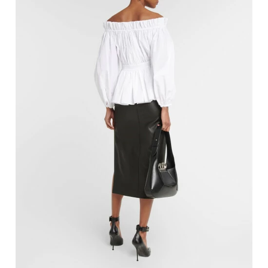 Alexander McQueen Ruched Cotton Off-shoulder Top 2 Alexander McQueen Ruched Cotton Off-shoulder Top - Image 2