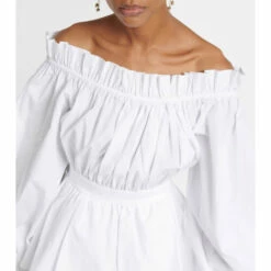 Alexander McQueen Ruched Cotton Off-shoulder Top 6 Alexander McQueen Ruched Cotton Off-shoulder Top -Alexander McQueen Sales Store unnamed file 498