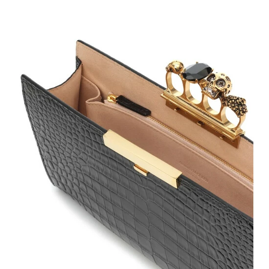 Alexander McQueen Four Ring Small Croc-effect Leather Clutch 2 Alexander McQueen Four Ring Small Croc-effect Leather Clutch - Image 2