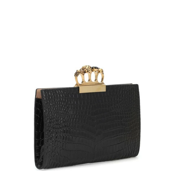 Alexander McQueen Four Ring Small Croc-effect Leather Clutch 3 Alexander McQueen Four Ring Small Croc-effect Leather Clutch - Image 3