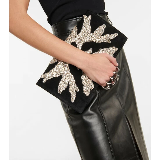 Alexander McQueen Four Ring Small Embellished Clutch 1 Alexander McQueen Four Ring Small Embellished Clutch