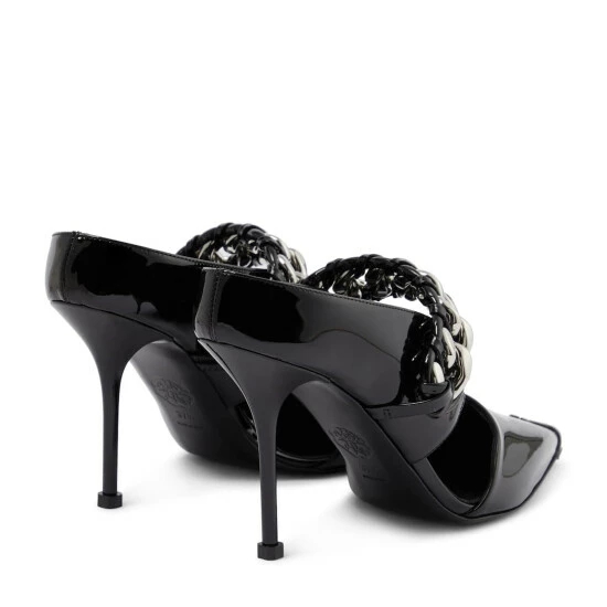 Alexander McQueen Punk Chain-detail Patent Leather Mules 2 Alexander McQueen Punk Chain-detail Patent Leather Mules - Image 2