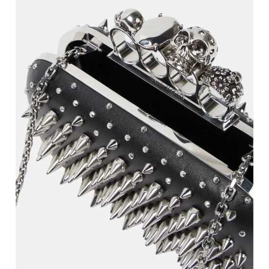 Alexander McQueen Four Ring Embellished Leather Clutch 2 Alexander McQueen Four Ring Embellished Leather Clutch - Image 2