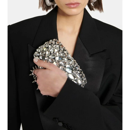 Alexander McQueen Four Ring Embellished Leather Clutch 1 Alexander McQueen Four Ring Embellished Leather Clutch