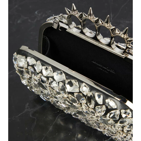 Alexander McQueen Four Ring Embellished Leather Clutch 2 Alexander McQueen Four Ring Embellished Leather Clutch - Image 2