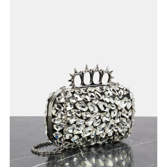 Alexander McQueen Four Ring Embellished Leather Clutch 3 Alexander McQueen Four Ring Embellished Leather Clutch - Image 3
