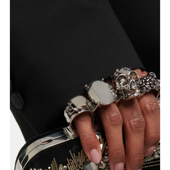 Alexander McQueen Four Ring Embellished Leather Clutch 5 Alexander McQueen Four Ring Embellished Leather Clutch - Image 5
