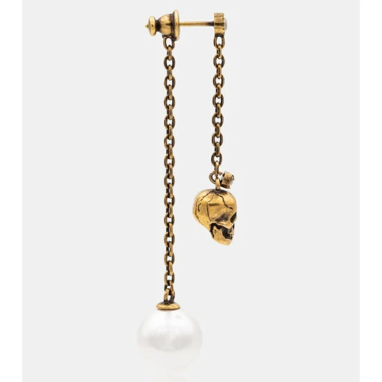 Alexander McQueen Faux Pearl And Skull Earrings 1 Alexander McQueen Faux Pearl And Skull Earrings